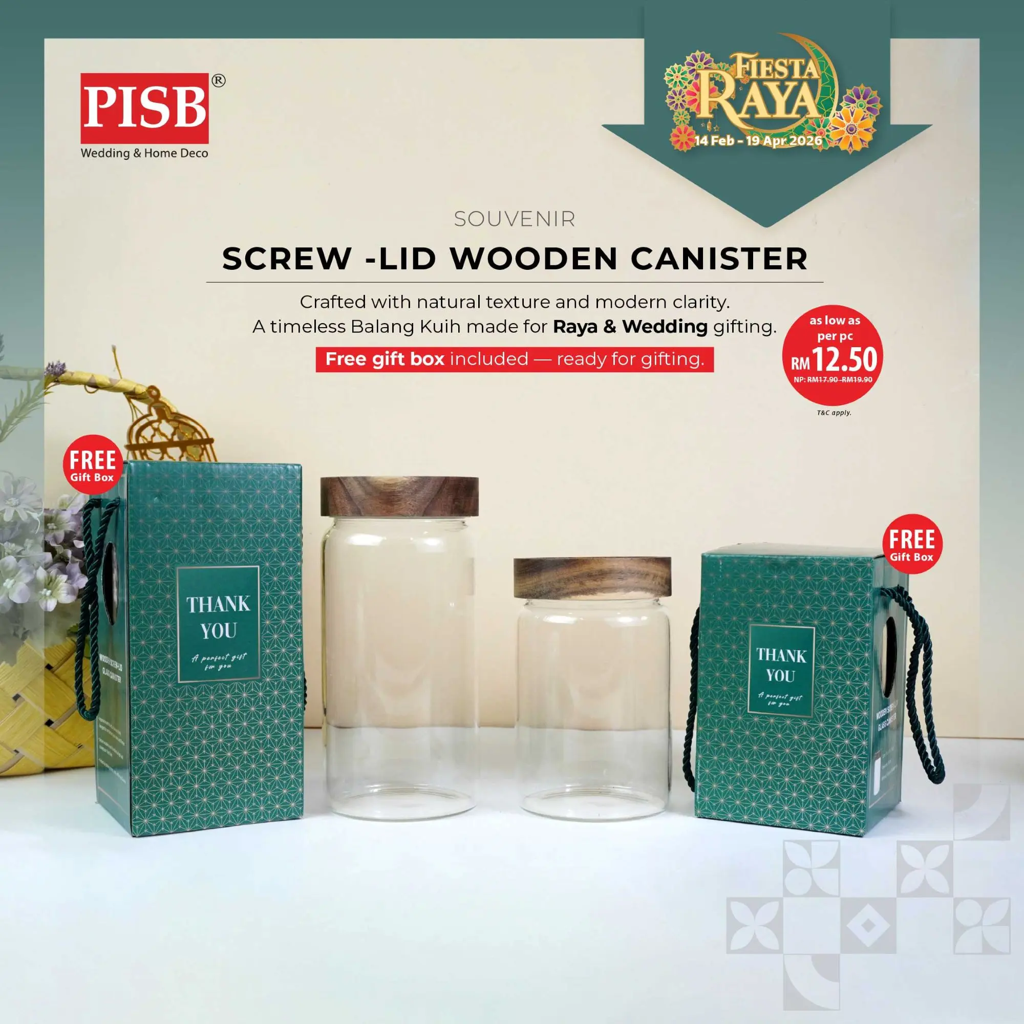 1065/66 Screw-Lid Wooden Canister Airtight Spice Container Condiment Bottle Jar Bekas Rempah Balang Kuih Bekas Kuih Raya