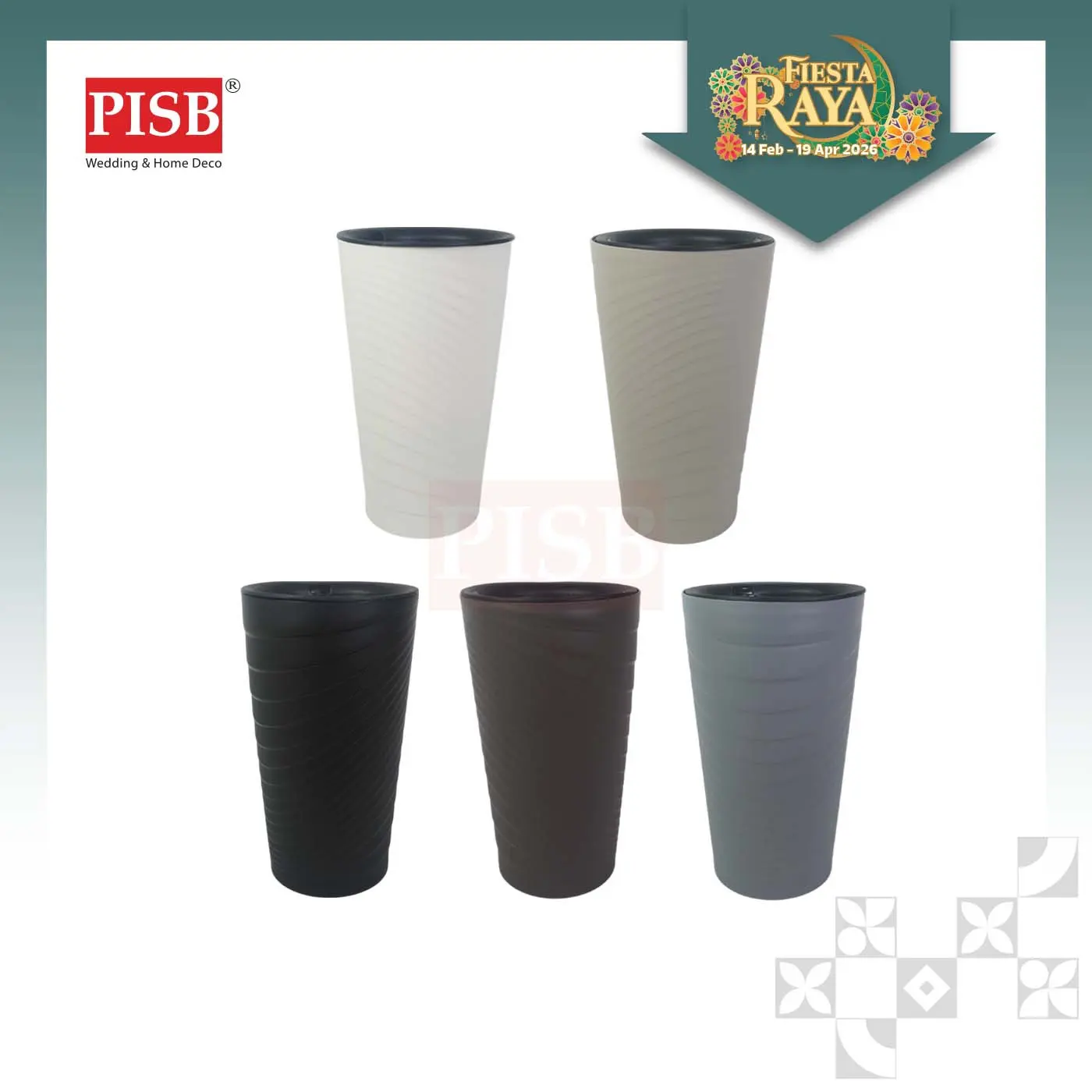 2845 White/Cream/Black/Brown/Grey Plastic Vase Flower Pot Pasu Plastik Pasu Bunga Hiasan Rumah Indoor Outdoor Home Decor