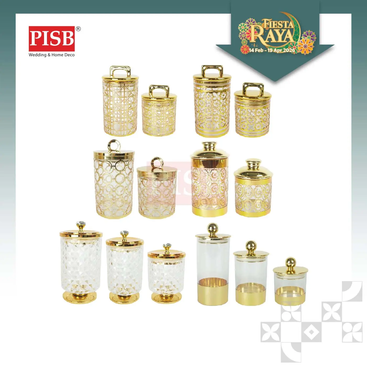 2401-2406 Goldish Acrylic Canister Spice Container Condiment Bottle Storage Jar Bekas Rempah Balang Kuih Bekas Kuih Raya