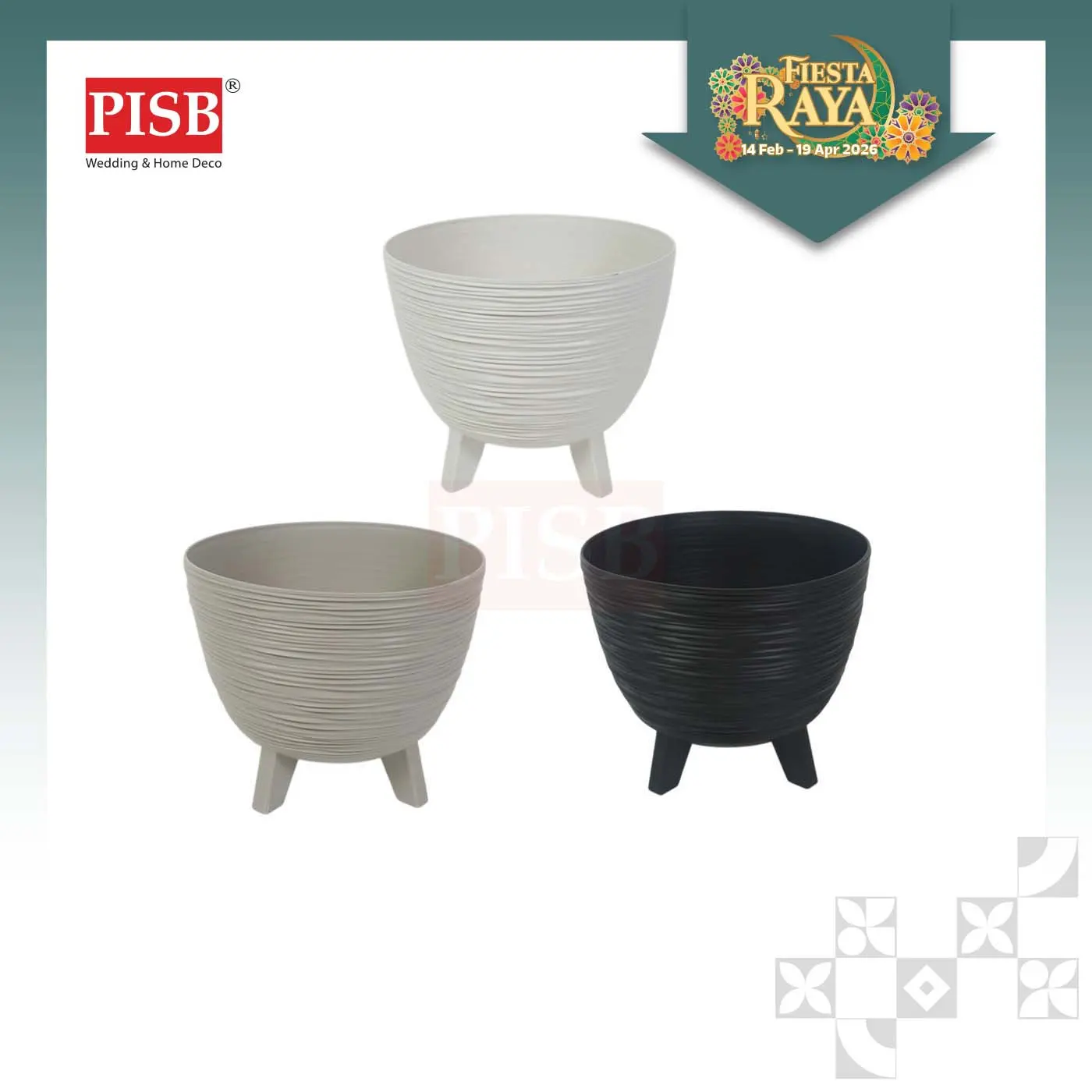 2844 White/Beige/Black Plastic Vase Flower Pot Stand Pasu Plastik Pasu Bunga Hiasan Rumah Indoor Outdoor Home Decor