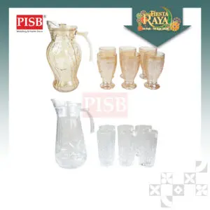 dc6d51deb04a1c6f203ac98f9fbaa1d2.jpeg 1051/53 Amber Transparent Jug Set Premium Thick Glass Jug Water With Cup Juice Serving Jug Set Jag Air Bersama Cawan