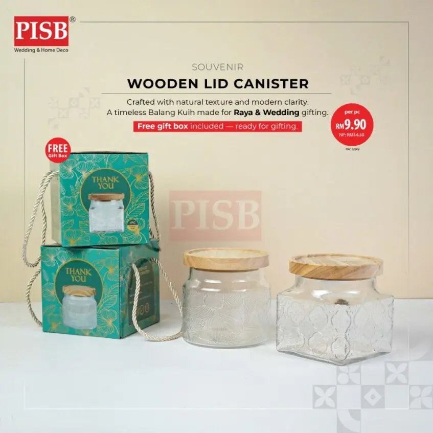 1067/68 Wooden Lid Round Square Canister Spice Container Condiment Bottle Jar Bekas Rempah Balang Kuih Bekas Kuih Raya - Image 2