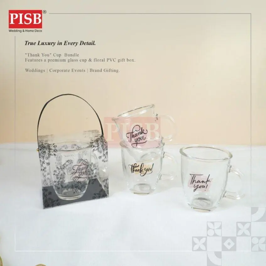 2008(100Sets/Ctn)Bundle Deal Thank You Glass Cup With PVC Gift Box Doorgift Souvenir Mug Cawan Gelas Drinking Glassware - Image 5