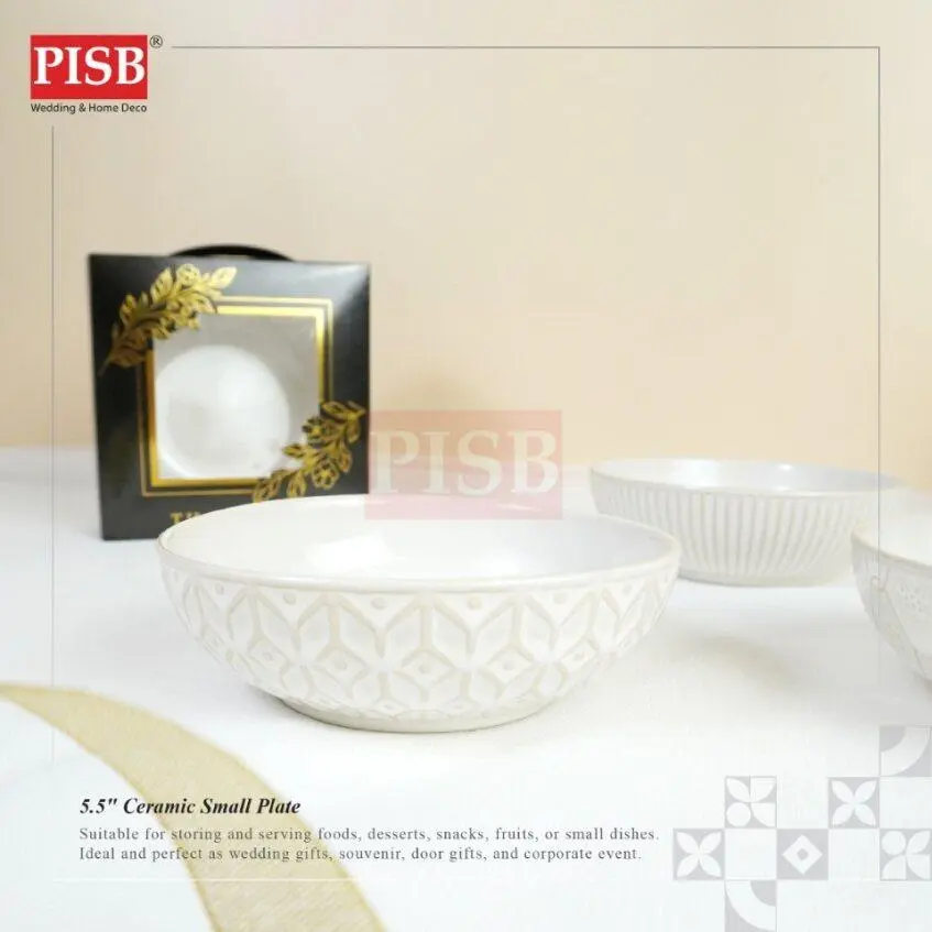 2385(50Set/Ctn)Bundle Deal 5.5 Ceramic Small Plate With Gift Box Wedding Doorgift Pinggan Mangkuk Seramik(Random Design) - Image 3