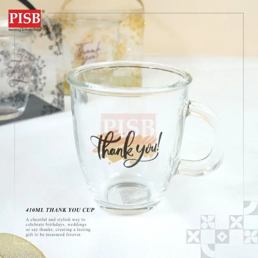 2008(100Sets/Ctn)Bundle Deal Thank You Glass Cup With PVC Gift Box Doorgift Souvenir Mug Cawan Gelas Drinking Glassware - Image 4