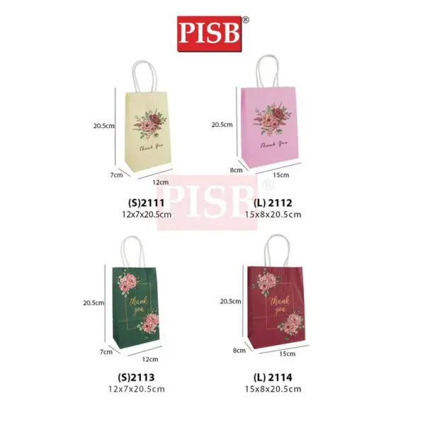 2111-2114 (10Pcs/Pkt) Rose Flower Design Paper Bag Gift Bag