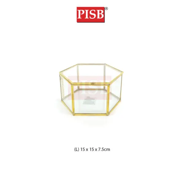 SSH1064/65/66 Cooper Vintage Golden Hexagon Glass Jewelry Box