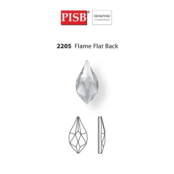 2205 10MM 2PCS SWAROVSKI FLAME FLATBACK RHINESTONES