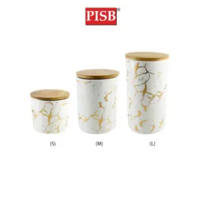 25982f62ffe66aef9586b57992eed57e-1.jpeg WD1145/46/47 Golden Marble Ceramic Canisters Container / Balang Kuih