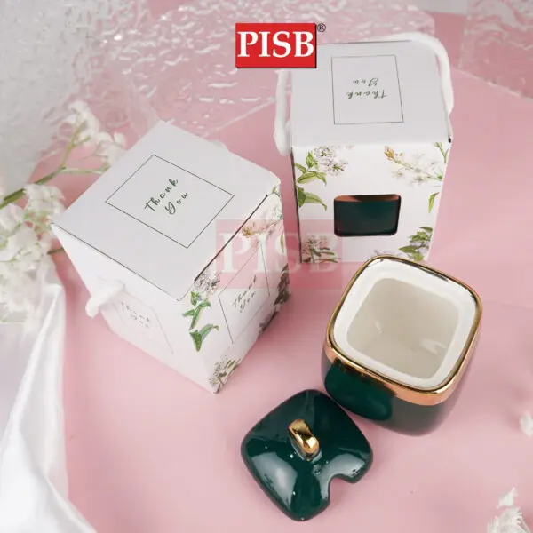 2303-05 Ceramic Mug With Flower Printed Handle Box/Set Doorgift Mug Dengan Kotak (6Pcs/Pkt)