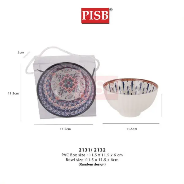 2124/31/32 (8Pcs/12Pcs/Box) Turkish Design Ceramic Bowl With PVC Handle Box/Set Doorgift Mangkuk Seramik (Random Design)