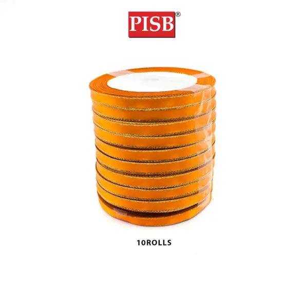 DD6803 0.6CM Golden Stripe Decor Satin Ribbon (10 Rolls)