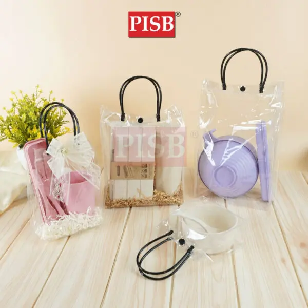 2132-35 (10Pcs/Pkt) Transparent Bag With Button Goodies Bag Wedding Plastic Doorgift Bag Beg Goodies Wedding Gift Bag