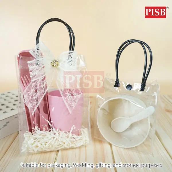 2132-35 (10Pcs/Pkt) Transparent Bag With Button Goodies Bag Wedding Plastic Doorgift Bag Beg Goodies Wedding Gift Bag