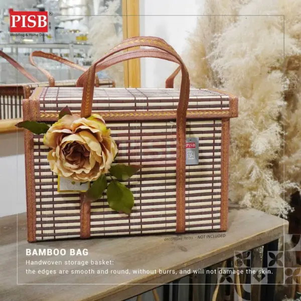 45399641d4d557b14337adef50d2caf8.jpeg 2032-35 Bamboo Bag Picnic Woven Basket Rattan Grass Foldable Bamboo Basket Handwoven Storage Basket Beg Buluh Rotan