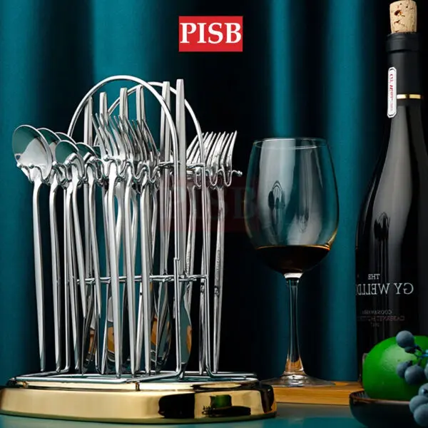 475032333e68f09d439e25140ba22b7b-1.jpeg WD1169 24Pcs Stainless Steel Nordic Cutleries Viral Sudu Kayangan Sudu Hotel Dinnerware Set Sudu Spoon Set