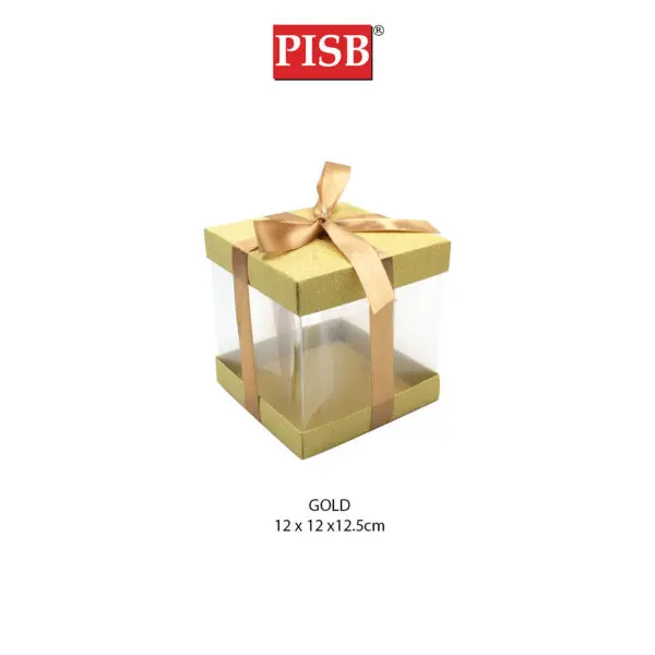 T190331 12*12*12.5CM PVC Glitter Gift Box With Ribbon (10Pcs/Pkt)