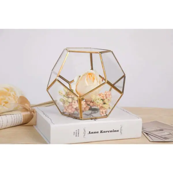 SSH1060/59/58 Football-Like Vintage Gilt Metal Geometric Shape Clear Glass Jewelry Box