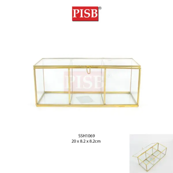 SSH1067/68/69 Cooper Vintage Decorative Golden Geometric Shapes Glass Jewelry Box