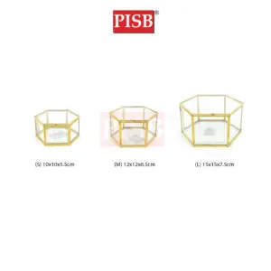 SSH1064/65/66 Cooper Vintage Golden Hexagon Glass Jewelry Box