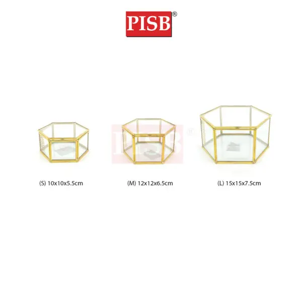 SSH1064/65/66 Cooper Vintage Golden Hexagon Glass Jewelry Box