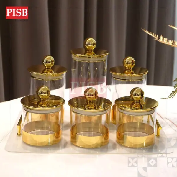 68b78ca3204ed4e4075aa5d21896ace2.jpeg 2401-2406 Goldish Acrylic Canister Spice Container Condiment Bottle Storage Jar Bekas Rempah Balang Kuih Bekas Kuih Raya