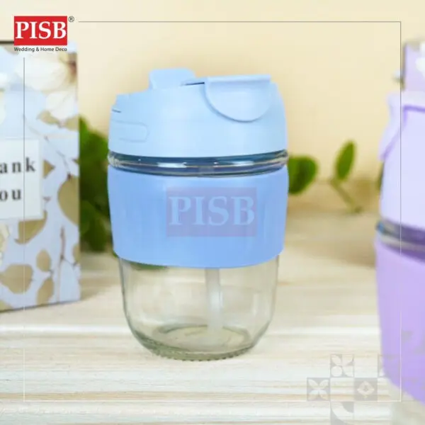 6a722445dcbf1fe759a5ee6884c502a9.jpeg 2127(6Pcs/Pkt)Souvenir Mug Glass Portable Macaron Water Drinking Cup Travel Dual-use Straw Mug Bottle Doorgift Mug Cawan