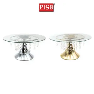 6a98faa0712e7e00a74aa69031117b83-1.jpeg Y030302 Chrome Glass Base Gift Tray With Crystal / Dulang Hantaran Perkahwinan