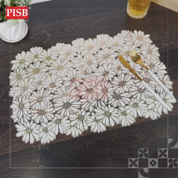 2008-2014 Goldish Flower Design Placemat Dining Table Mat Washable Non Slip Kitchen Tableware Placemat Pelapik Alas Meja