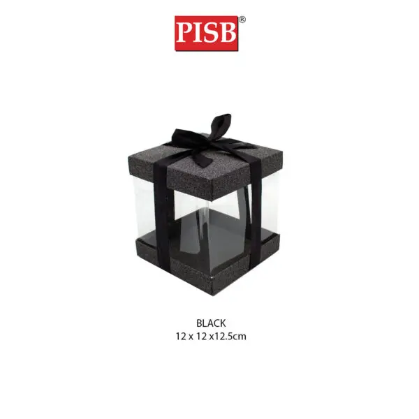 T190331 12*12*12.5CM PVC Glitter Gift Box With Ribbon (10Pcs/Pkt)