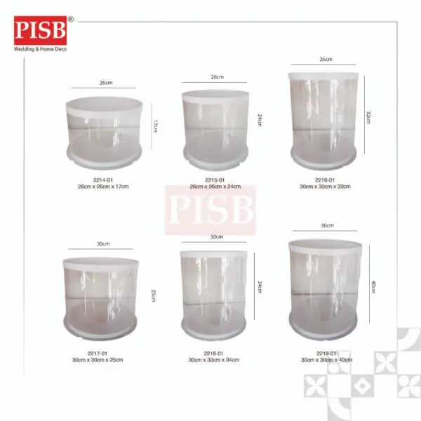 2208-2219 Square Round White Transparent Cake Box Kotak Kek Kotak Hantaran Birthday Gift Packaging Box Wedding Gift Box