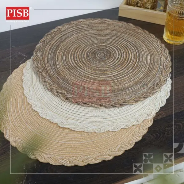 2018-2019 Braided Style Round Placemat Dining Table Mat Washable Non Slip Kitchen Tableware Placemat Pelapik Alas Meja