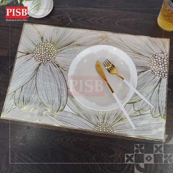 2008-2014 Goldish Flower Design Placemat Dining Table Mat Washable Non Slip Kitchen Tableware Placemat Pelapik Alas Meja