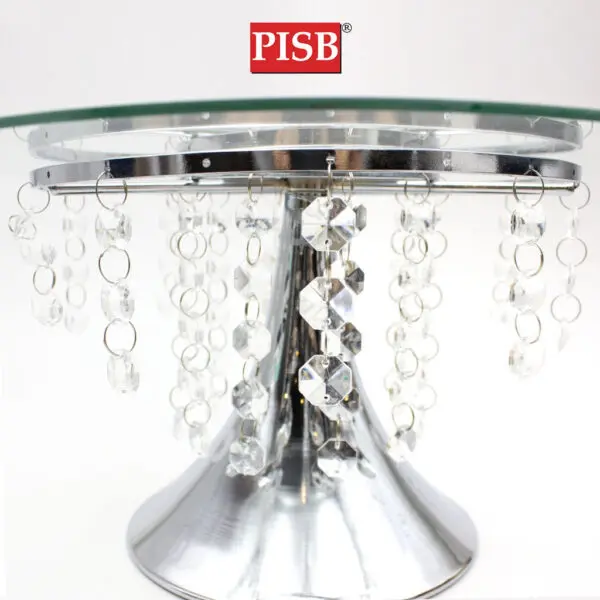 Y030302 Chrome Glass Base Gift Tray With Crystal / Dulang Hantaran Perkahwinan