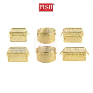 2151/52/53 Golden Iron Basket With Rattan Handle