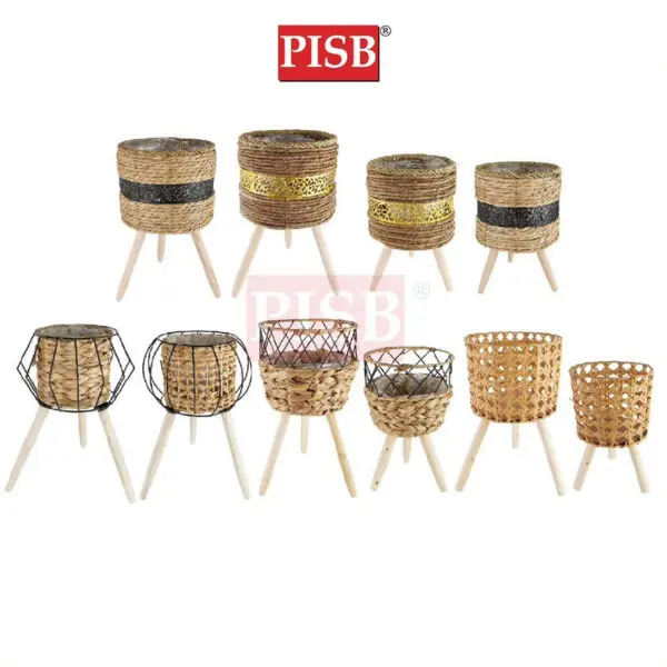 990488d343d0989f7f97e67ac049ce00-1.jpeg 1079-1084 Rattan Basket With Wooden Stand Bakul Rotan Berkaki Pasu Pokok Hiasan Viral Rattan Flower Pot Home Decor