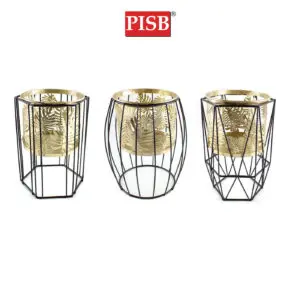 TY2060/61/62 Black Gold Leaf Design Flower Pot