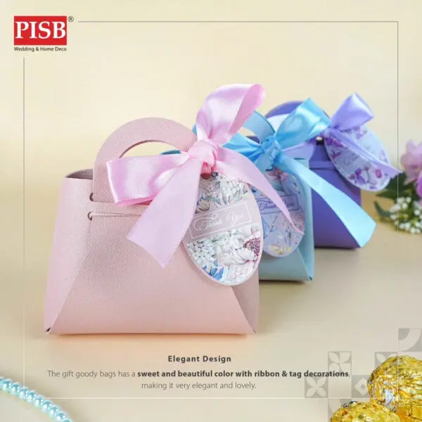 2138-39 (10Pcs/Pkt) Leather Mini Bag With Ribbon Mini Goodies Bag Doorgift Bag Wedding Beg Goodies Kahwin Bag Kenduri