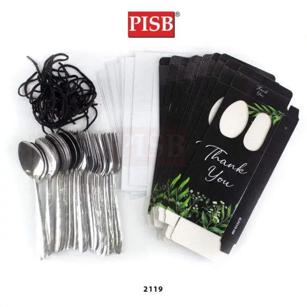2117-2121 (20Pcs/Pkt) Flower Printed Spoon Fork Souvenir Door Gift Set With Handle
