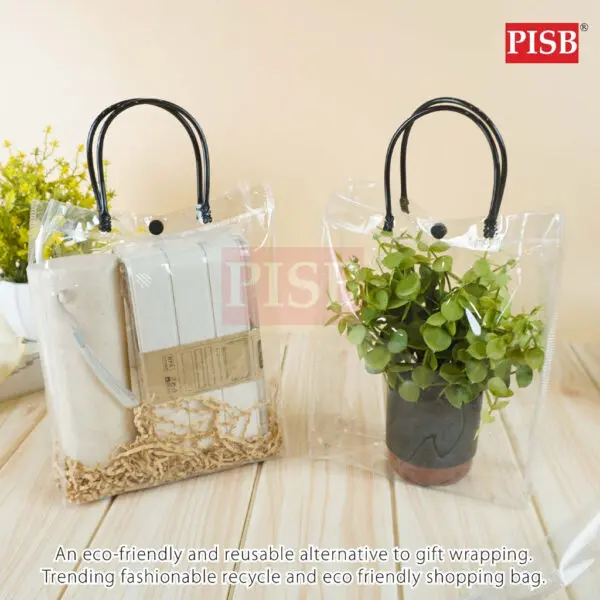 2132-35 (10Pcs/Pkt) Transparent Bag With Button Goodies Bag Wedding Plastic Doorgift Bag Beg Goodies Wedding Gift Bag