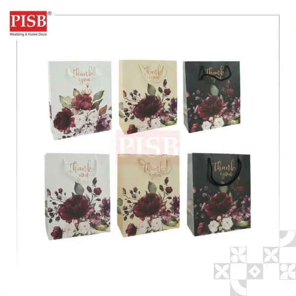 2129/30 (10Pcs/Pkt) Flower Design Paper Bag Shopping Bag Gift Bag Retail Bag Colour Kraft Paper Beg Wedding Birthday Bag