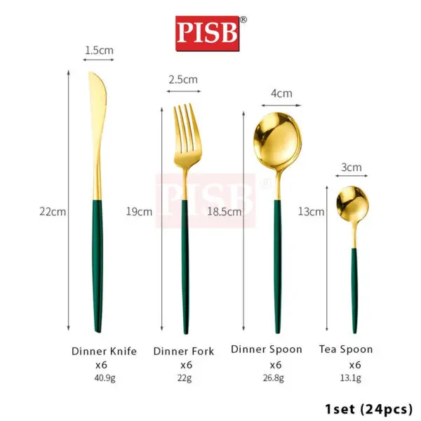 b09db5417fe898c8444170a50e8e3edc-1.jpeg WD1169 24Pcs Stainless Steel Nordic Cutleries Viral Sudu Kayangan Sudu Hotel Dinnerware Set Sudu Spoon Set