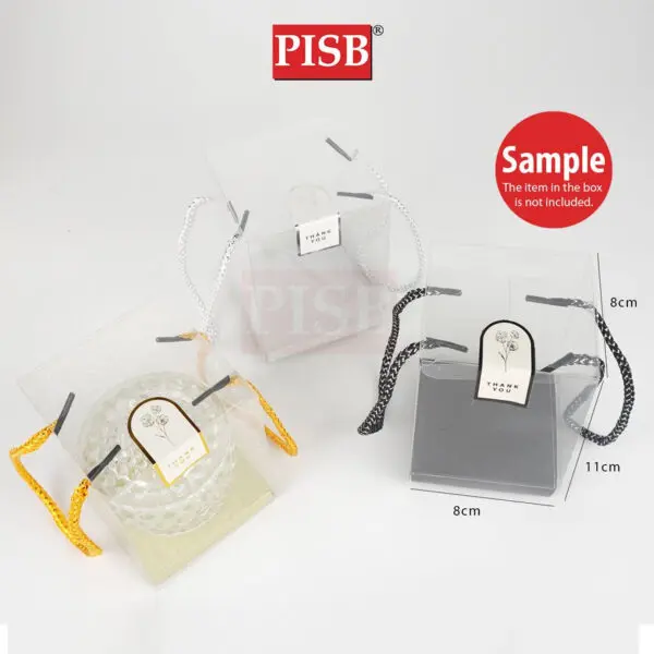 1030 Square Cube Gold Silver Black PVC Gift Box With Handle (10Pcs/Pkt) (Free Hot Stamping Sticker)