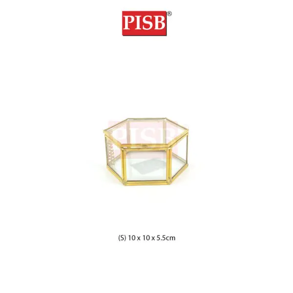 SSH1064/65/66 Cooper Vintage Golden Hexagon Glass Jewelry Box