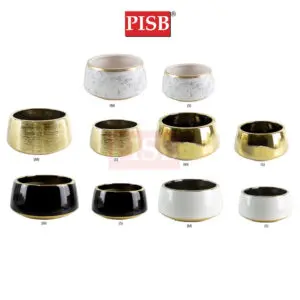 HC7026/27/28/29 Marble Gold Black White Brushed Ceramic Decorations Craft Vase Ornament Pasu Bunga