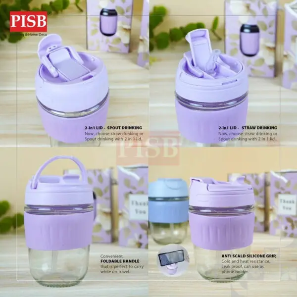 bf012ce1045bb535ca05a5c1c6be1902.jpeg 2127(6Pcs/Pkt)Souvenir Mug Glass Portable Macaron Water Drinking Cup Travel Dual-use Straw Mug Bottle Doorgift Mug Cawan