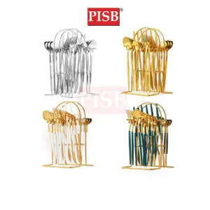 c57fe020d2d483b71037977b2583057e-1.jpeg WD1169 24Pcs Stainless Steel Nordic Cutleries Viral Sudu Kayangan Sudu Hotel Dinnerware Set Sudu Spoon Set
