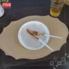 2021 Leather Oval Placemat Dining Table Mat Washable Non Slip Kitchen Tableware Placemat Pelapik Alas Meja