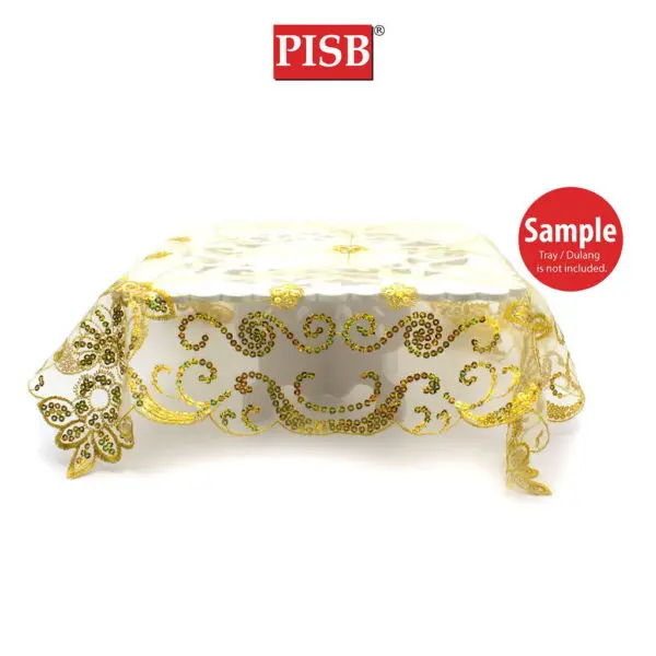 R070514 50*50CM Organza Sequin Square Alas Dulang For Dulang Hantaran Perkahwinan