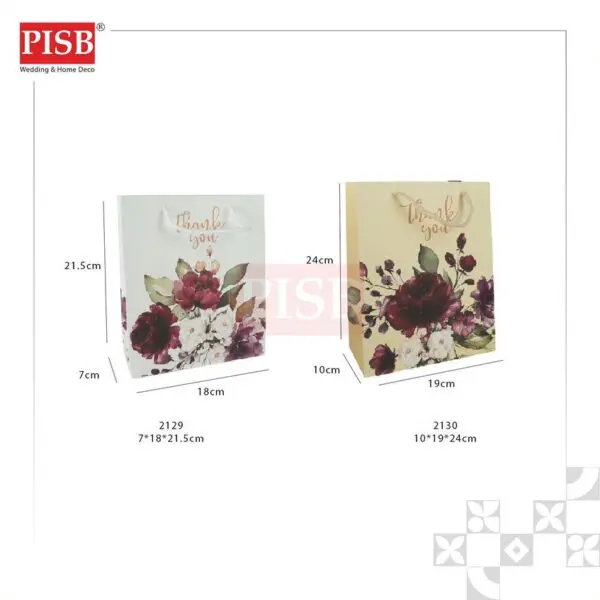 2129/30 (10Pcs/Pkt) Flower Design Paper Bag Shopping Bag Gift Bag Retail Bag Colour Kraft Paper Beg Wedding Birthday Bag